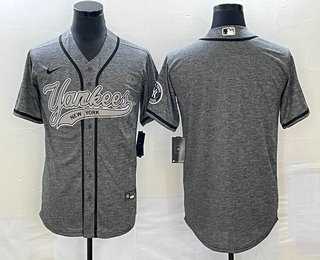 Men%27s New York Yankees Blank Grey Gridiron Cool Base Stitched Baseball Jersey